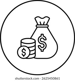 Icono de Vector de la bolsa de dinero. Se puede utilizar para aplicaciones de impresión, móviles y de Web.