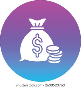 Icono de Vector de la bolsa de dinero. Se puede utilizar para aplicaciones de impresión, móviles y de Web.