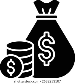 Icono de Vector de la bolsa de dinero. Se puede utilizar para aplicaciones de impresión, móviles y de Web.