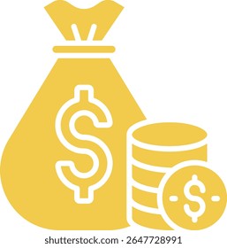 Icono de Vector de la bolsa de dinero. Se puede utilizar para aplicaciones de impresión, móviles y de Web.