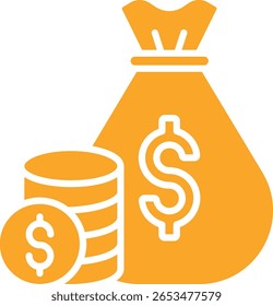 Icono de Vector de la bolsa de dinero. Se puede utilizar para aplicaciones de impresión, móviles y de Web.
