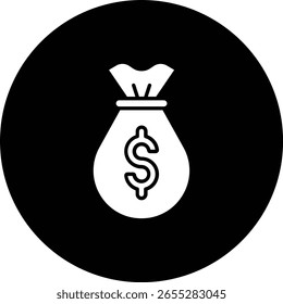 Icono de Vector de la bolsa de dinero. Se puede utilizar para aplicaciones de impresión, móviles y de Web.