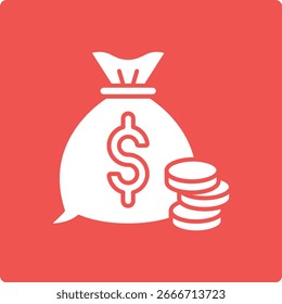 Icono de Vector de la bolsa de dinero. Se puede utilizar para aplicaciones de impresión, móviles y de Web.