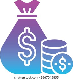 Icono de Vector de la bolsa de dinero. Se puede utilizar para aplicaciones de impresión, móviles y de Web.