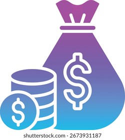 Icono de Vector de la bolsa de dinero. Se puede utilizar para aplicaciones de impresión, móviles y de Web.