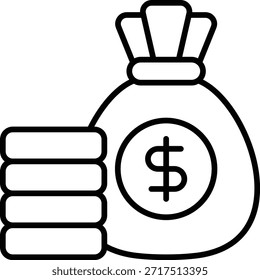 Icono del Vector del bolso del dinero. Se puede utilizar para aplicaciones de impresión, móviles y de Web.