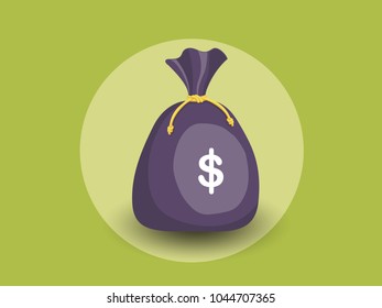 Money bag vector icon with dollar sign. isolated color and Background. Gift and decorative element. vector illustration