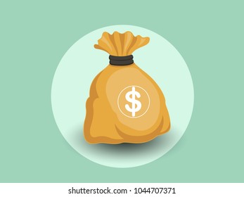 Money bag vector icon with dollar sign. isolated color and Background. Gift and decorative element. vector illustration