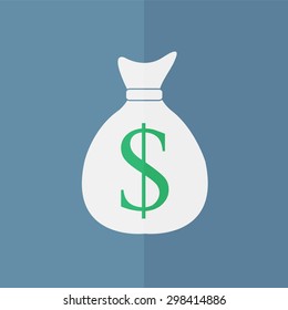 money bag vector icon with dollar sign vector icon. Flat design