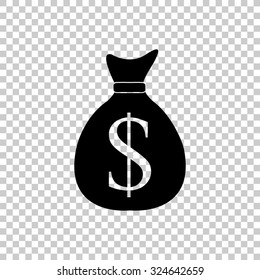 money bag vector icon with dollar sign - black illustration