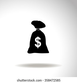 Money bag vector icon. Dollar,