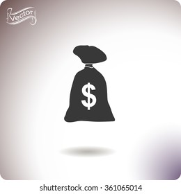 Money bag vector icon. Dollar,