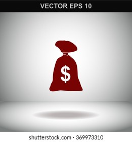 Money bag vector icon. Dollar,