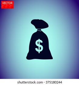 Money bag vector icon. Dollar,