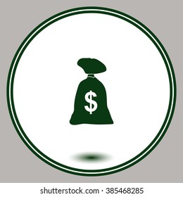 Money bag vector icon. Dollar,