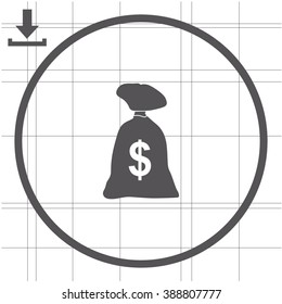 Money bag vector icon. Dollar,