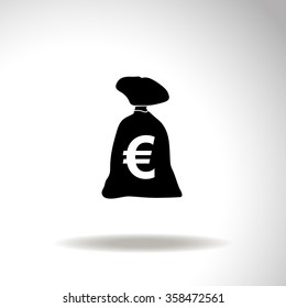 Money bag vector icon. Euro,