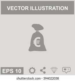 Money bag vector icon. Euro,