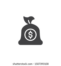 Money bag vector icon. filled flat sign for mobile concept and web design. Dollar money bag glyph icon. Symbol, logo illustration. Vector graphics