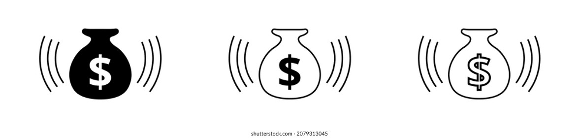 Money bag vector icon, flat simple illustration with dollar sign isolated on white background. Button for money transfer, balance replenishment and receipt of funds.