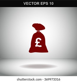 Money bag vector icon. Franc,
