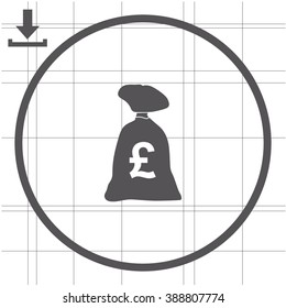 Money bag vector icon. Franc,