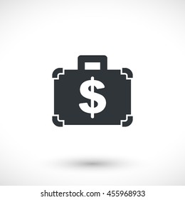 Money bag vector icon.  Graphic symbol for web design, logo. Gray glyph on a white background. Isolated sign.