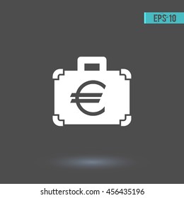 Money bag vector icon.  Graphic symbol for web design, logo. White glyph on a gray background. Isolated sign.