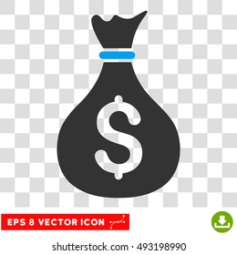 Money Bag vector icon. Image style is a flat blue and gray icon symbol.
