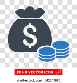 Money Bag vector icon. Image style is a flat smooth blue iconic symbol.