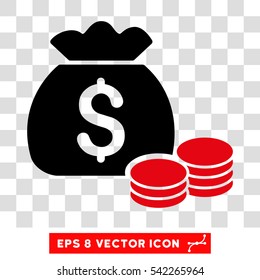 Money Bag vector icon. Image style is a flat intensive red and black icon symbol.