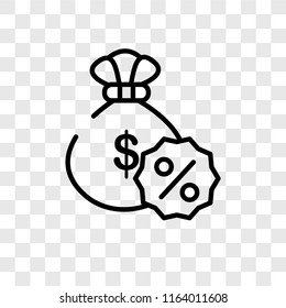 Money bag vector icon isolated on transparent background, Money bag logo concept