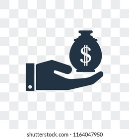 Money bag vector icon isolated on transparent background, Money bag logo concept