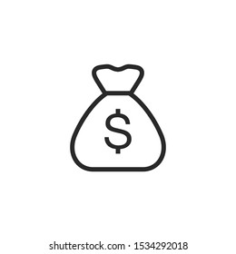 money bag vector icon isolated on a white background