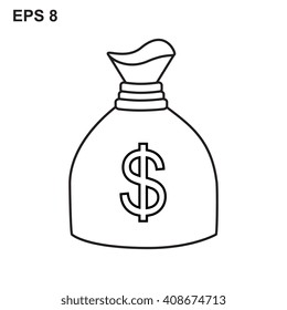 Money bag vector icon isolated on white background