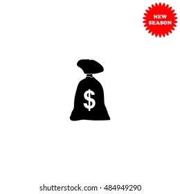 Money bag vector icon isolated on white background.