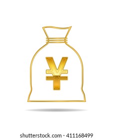 Money bag vector icon. japan