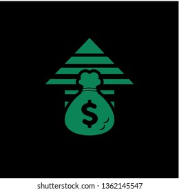 Money bag vector icon, moneybag flat simple cartoon illustration with dollar sign isolated on black background. Business cost concept. Vector Illustration