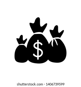 Money bag vector icon. Moneybag flat simple cartoon illustration.
black and white sack with dollar sign.