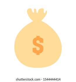 Money bag vector icon, moneybag flat simple illustration dollar sign isolated on white background