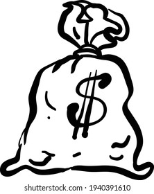 Money bag vector icon, moneybag cartoon illustration isolated stock illustration