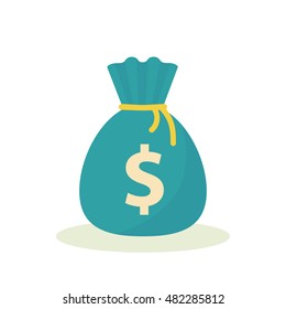 Money bag vector icon, moneybag flat simple cartoon illustration and dollar sign isolated on white background