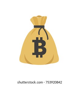 Money bag vector icon, moneybag flat simple cartoon illustration with black drawstring and dollar sign isolated on white background