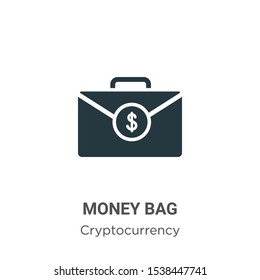 Money bag vector icon on white background. Flat vector money bag icon symbol sign from modern cryptocurrency collection for mobile concept and web apps design.
