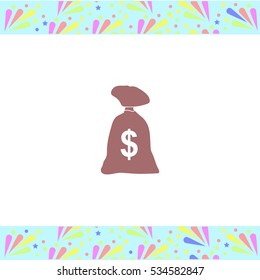 Money bag vector icon on white background. Isolated illustration. Business picture.