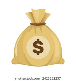 Money bag vector icon, sack of money flat simple cartoon illustration with dollar sign isolated on white background. Eps 10.