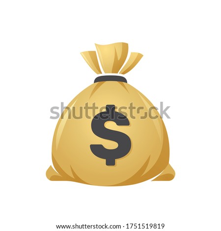 Money bag vector icon, sack of money flat simple cartoon illustration with dollar sign isolated on white background. Eps 10.