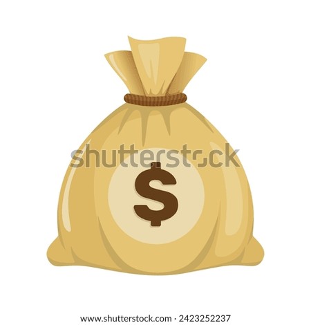 Money bag vector icon, sack of money flat simple cartoon illustration with dollar sign isolated on white background. Eps 10.