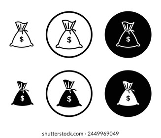 Money Bag Vector Icon Set Suitable for Apps and Websites UI Designs. Prize Moneybag Icon. Jackpot Money Sign. Wealth Abundance Icon.