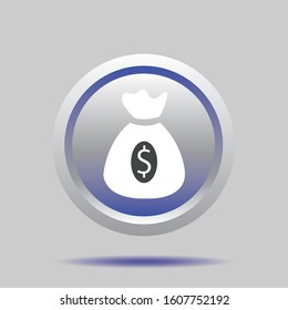 Money bag vector icon with shadow
